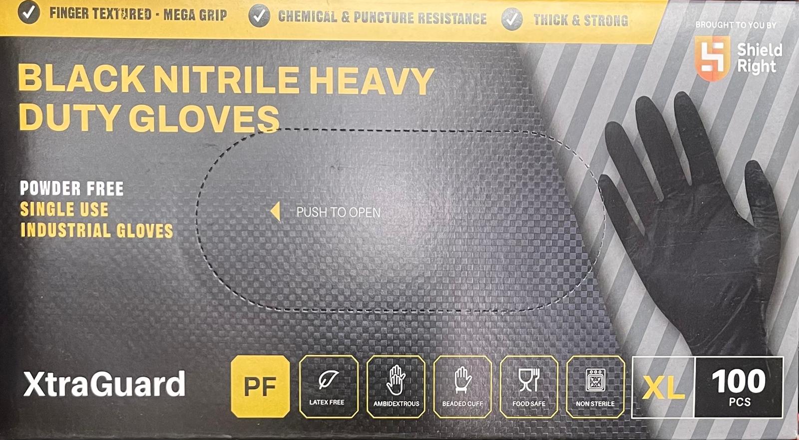 Black NITRILE HEAVY DUTY GLOVES S M L 100 pc 1 box ( 10# 1000 pcs )